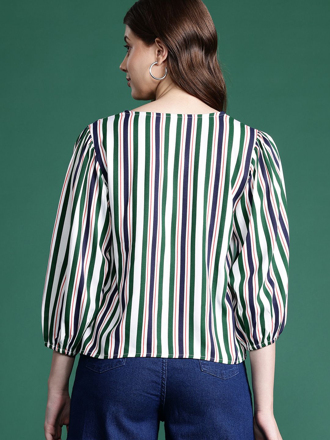 DressBerry Striped Puff Sleeve Top