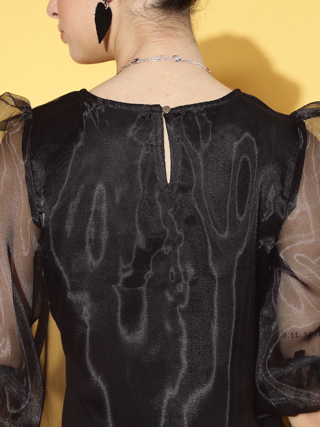 Athena Women Stylish Black Solid Volume Play Dress