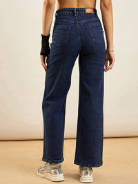 SASSAFRAS Women Straight Fit High-Rise Clean Look Acid Wash Stretchable Jeans