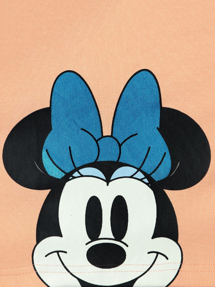 NautiNati Disney Minnie Mouse Baby Girls Orange Pure Cotton T Shirt
