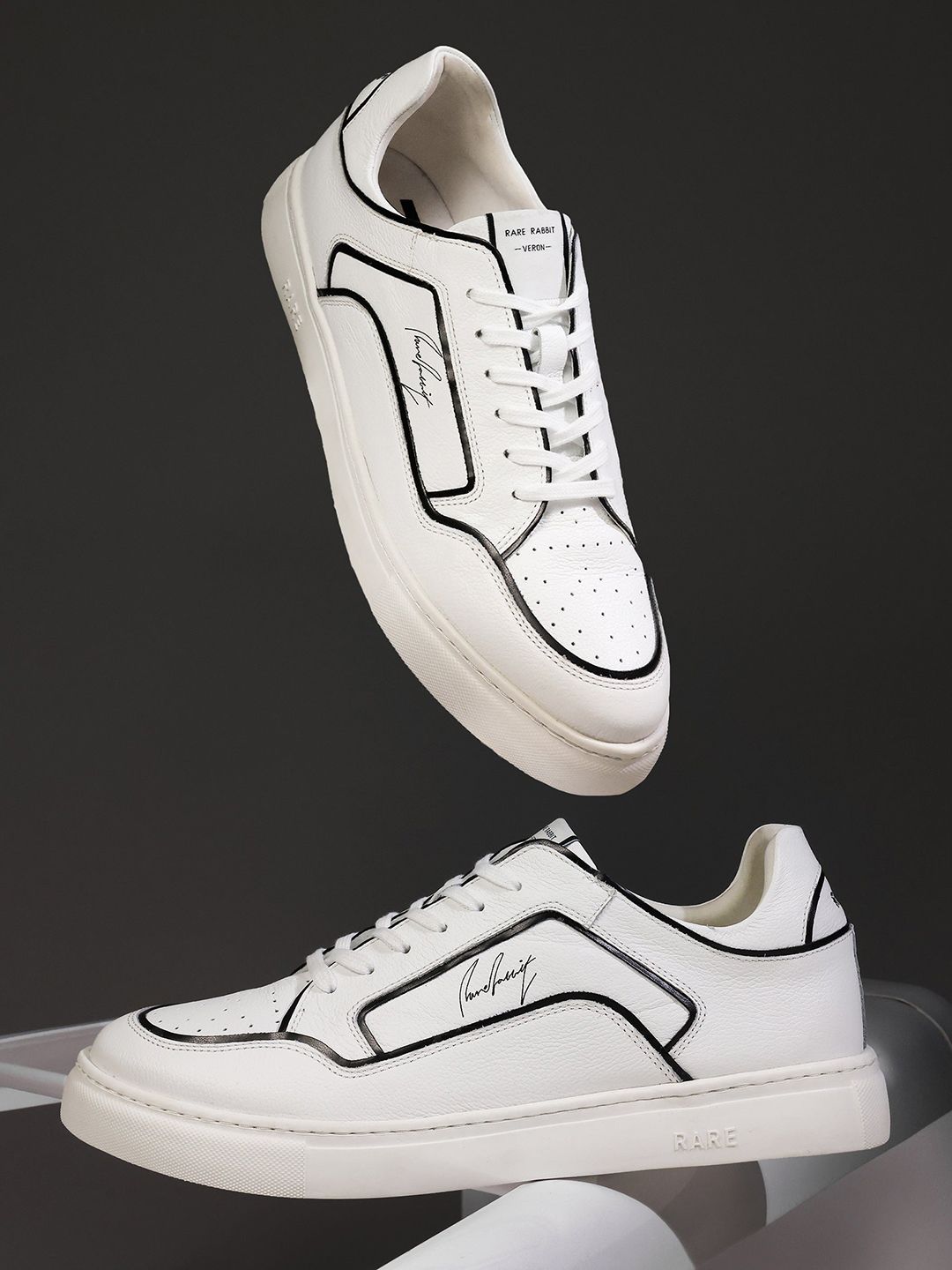 RARE RABBIT Men Perforations Leather Sneakers