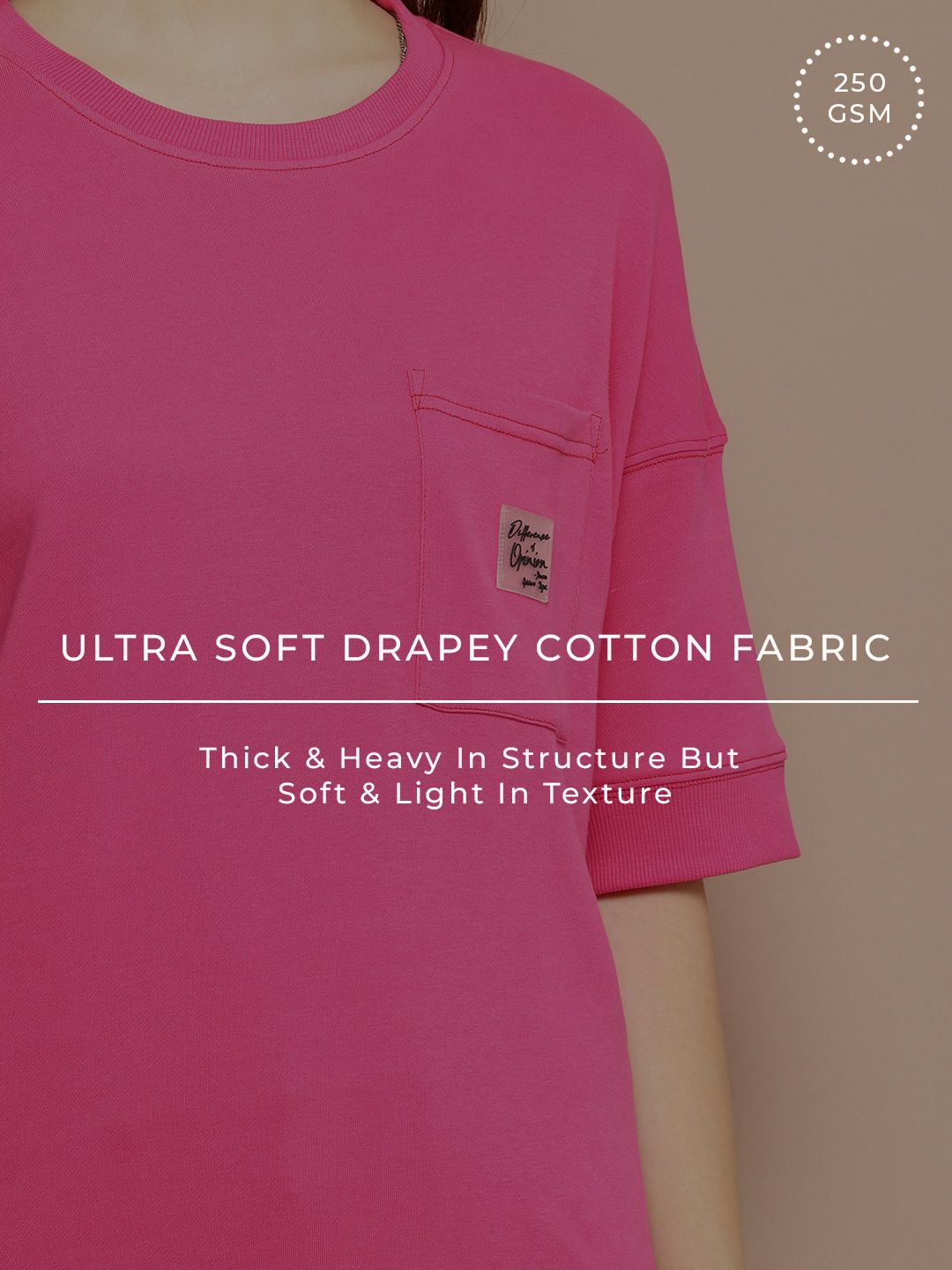 Difference of Opinion Women Oversized Drop Shoulder Ultra Soft Drapey Cotton T-Shirt