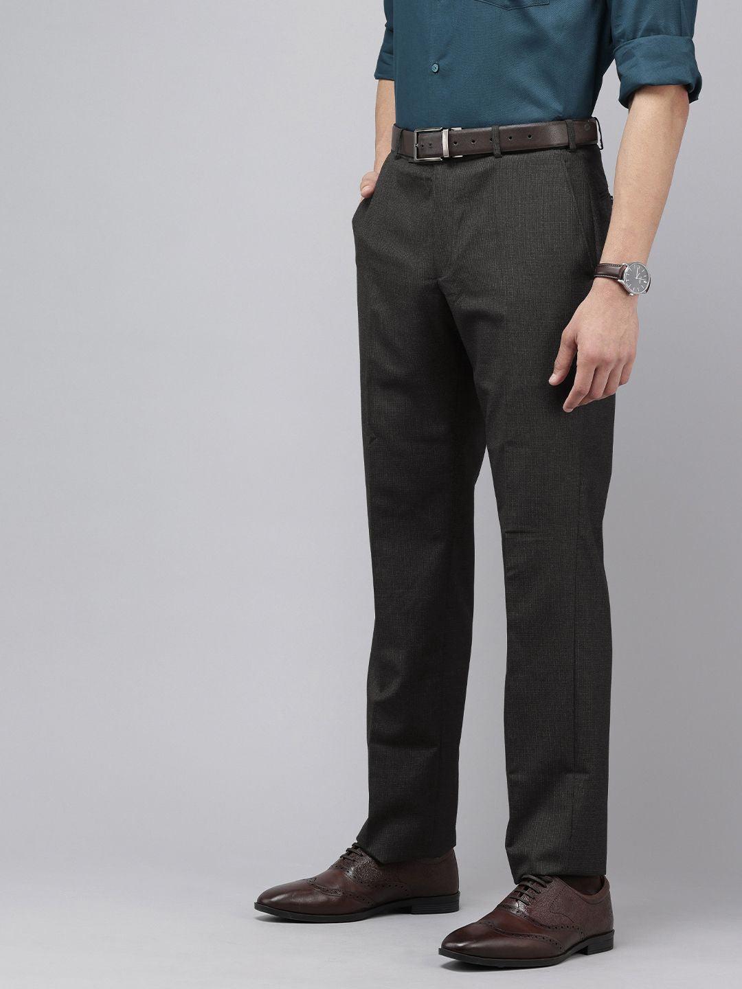 Park Avenue Men Textured Formal Trousers