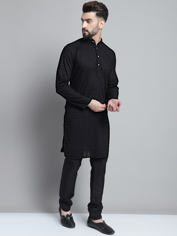 Jompers Geometric Embroidered Straight Pure Cotton Kurta
