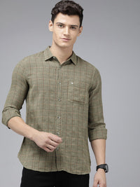 THE BEAR HOUSE Men Slim Fit Checked Pure Cotton Casual Shirt