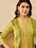 KALINI Floral Print Mandarin Collar A-Line Top