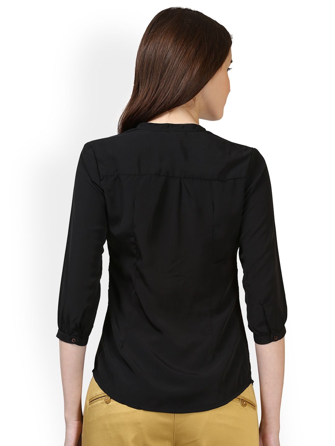 Park Avenue Women Black Solid Shirt Style Top