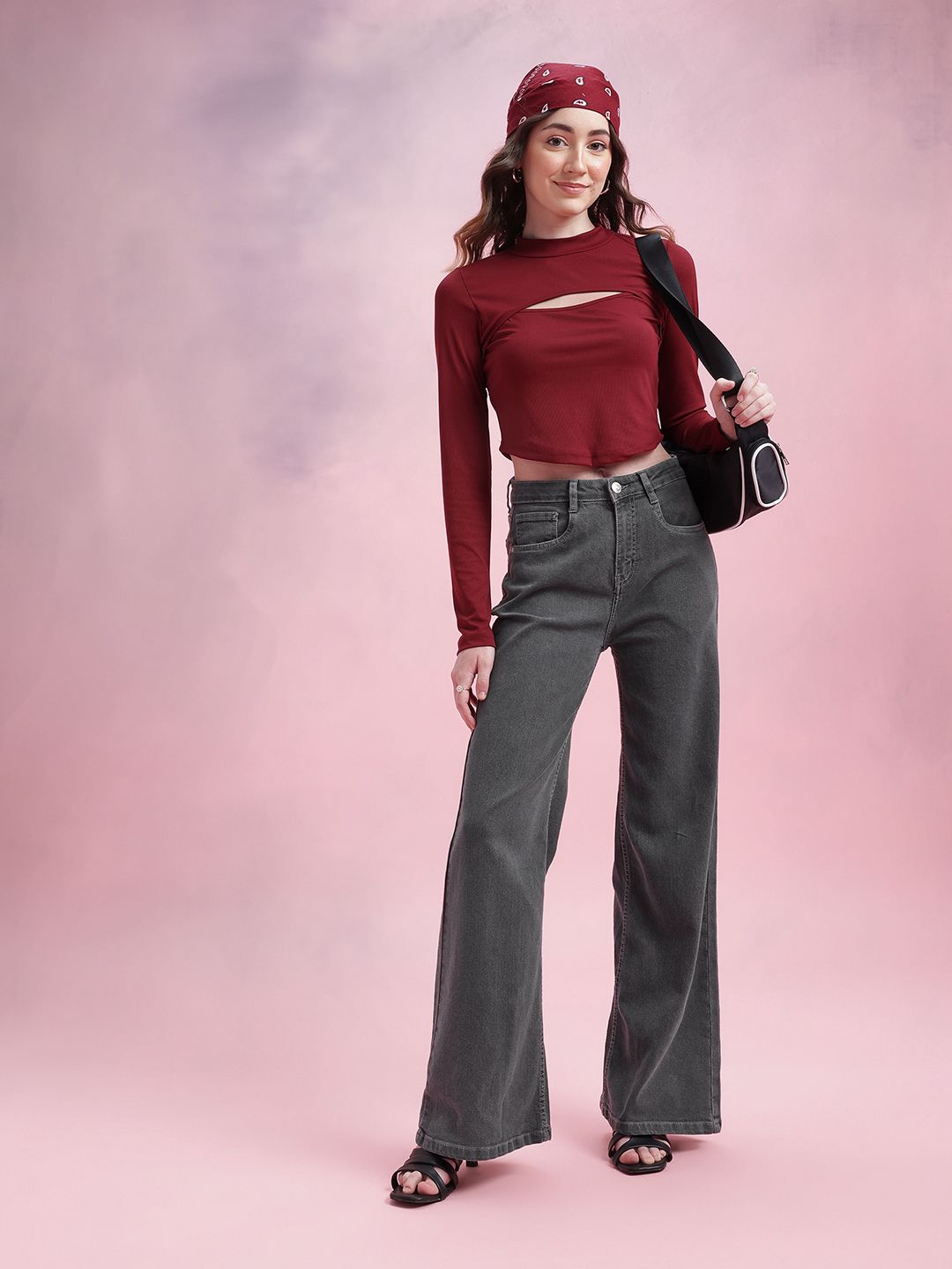 DressBerry Women Mid-Rise Wide Leg Stretchable Jeans