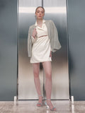 French Connection Lapel Collar Cut-Outs A-Line Mini Dress