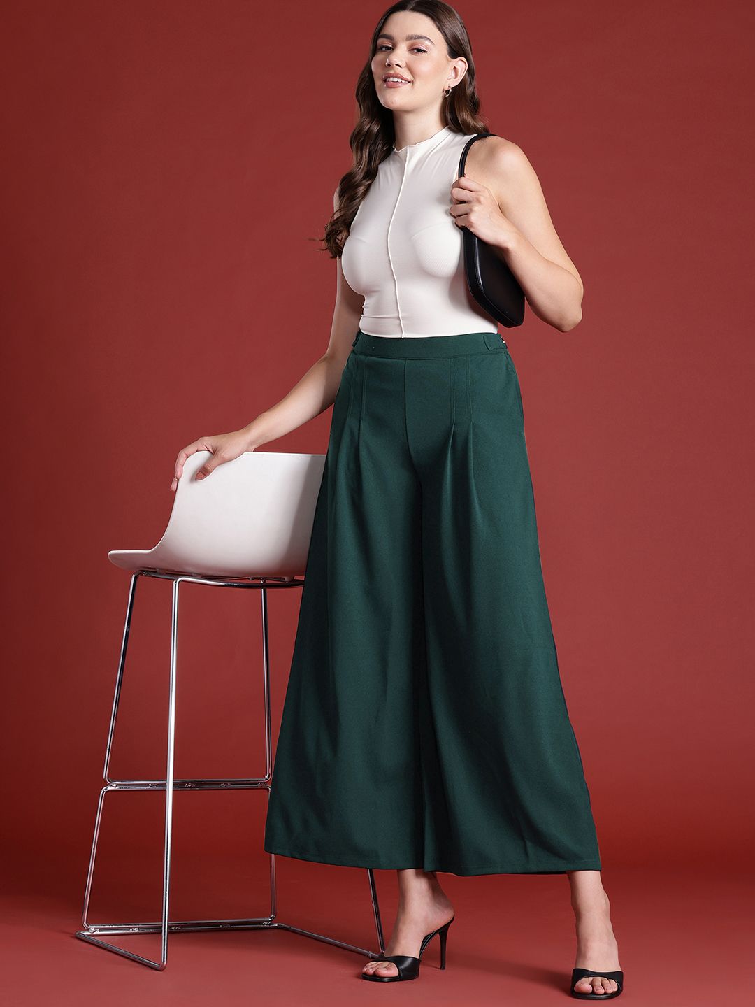 all about you Women Flared Pleated Trousers