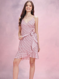 DressBerry Ruffled Floral Print Wrap Dress