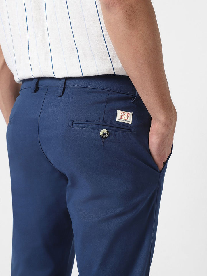 Urbano Fashion Men Blue Slim Fit Solid Regular Trousers