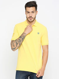 Being Human Men Yellow Polo Collar Applique T-shirt