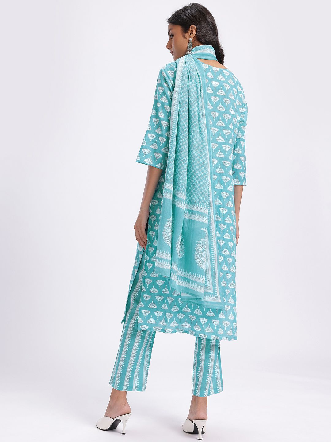 Anouk Printed Pure Cotton Kurta with Trousers & Dupatta