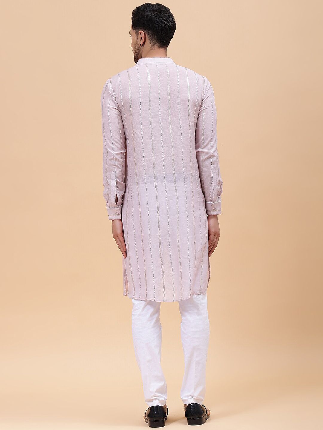 See Designs Striped Sequins Chanderi Silk Kurta