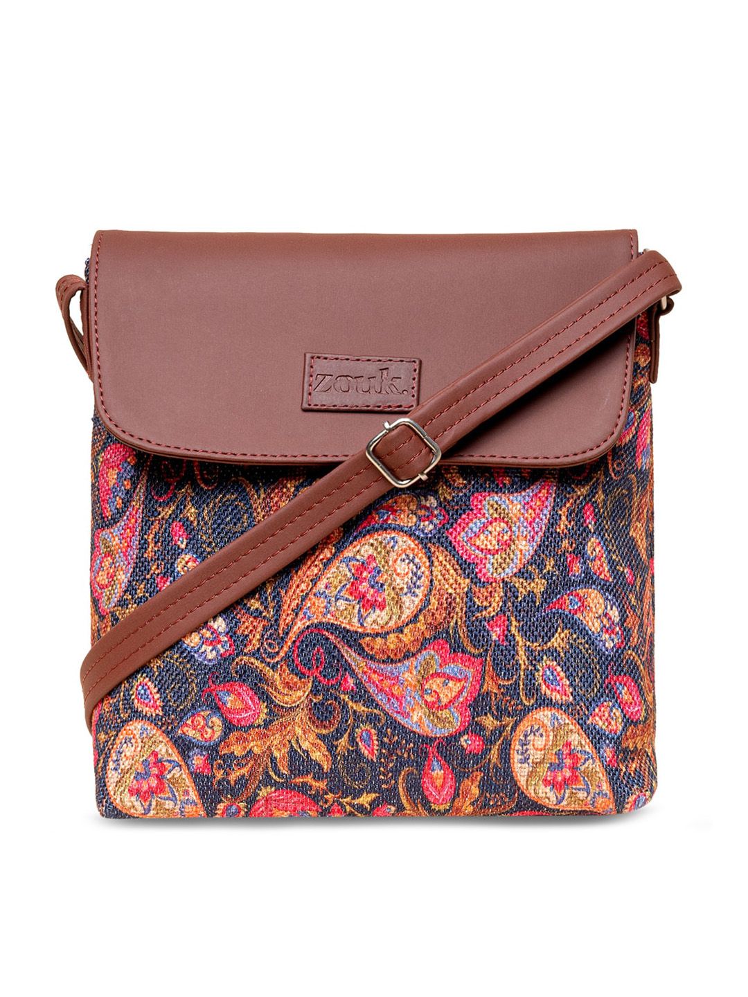 ZOUK Ethnic Motifs Printed Structured Sling Bag