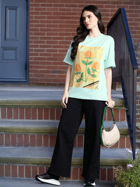 DressBerry Women Printed Drop-Shoulder Sleeves Pure Cotton T-shirt