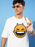 Difference of Opinion Men White Embroidered Oversize Pure Cotton Longline T-shirt