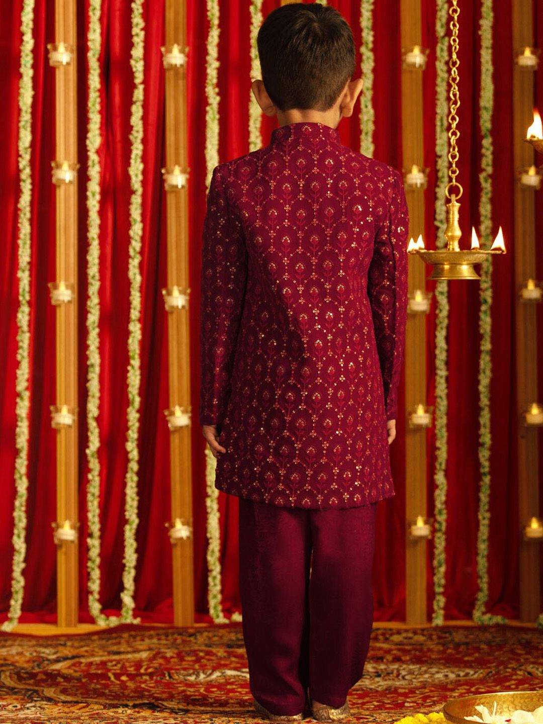 VASTRAMAY Boys Embellished Sherwani Set