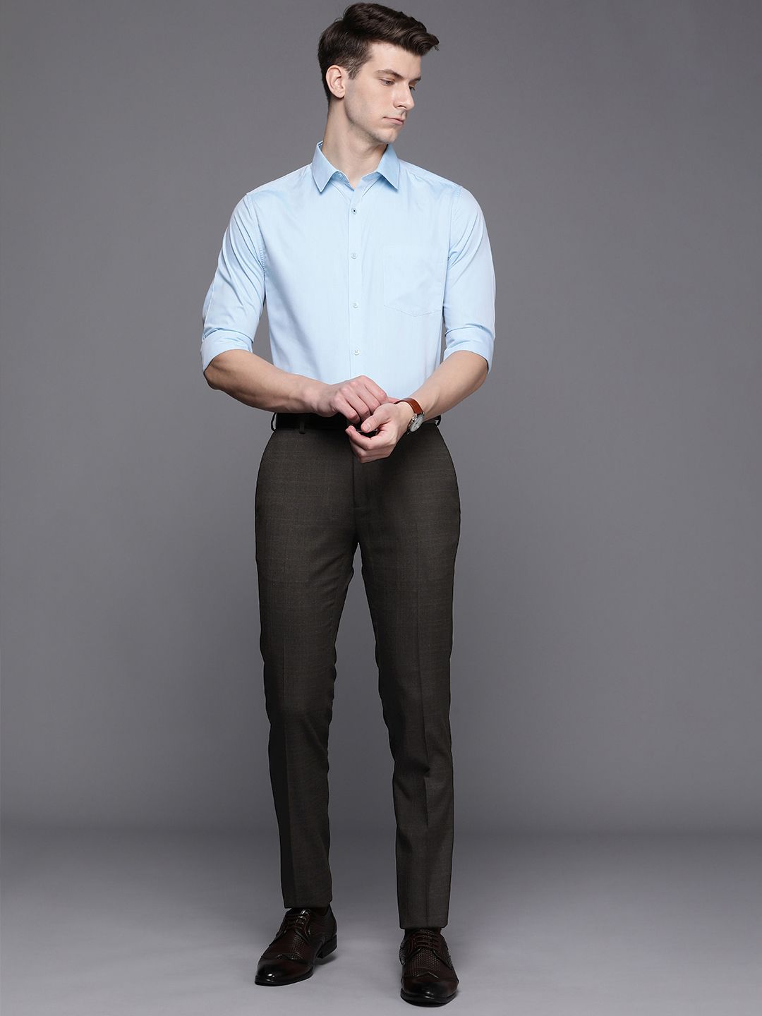 Raymond Men Checked Slim Fit Formal Trousers