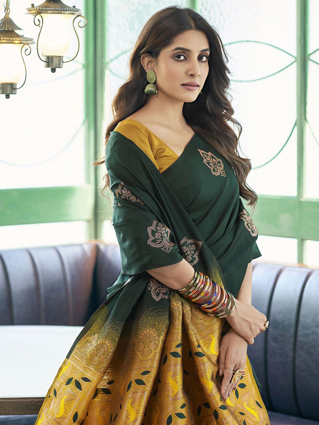 KALINI Ethnic Motifs Zari Silk Blend Saree