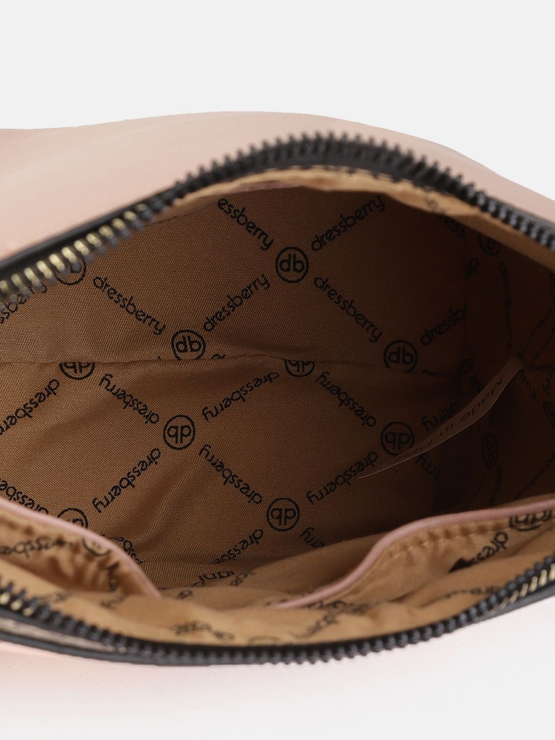 DressBerry Peach-Coloured Solid Sling Bag