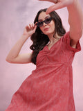 DressBerry Print Puff Sleeve A-Line Dress