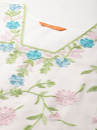 Indo Era Women Floral Embroidered Thread Work Kurta With Trousers & Dupatta