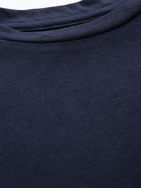 DressBerry Women Navy Blue Solid Round Neck T-shirt