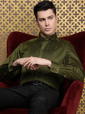House of Pataudi Pure Cotton Pleated Wingtip Collar Party Shirt