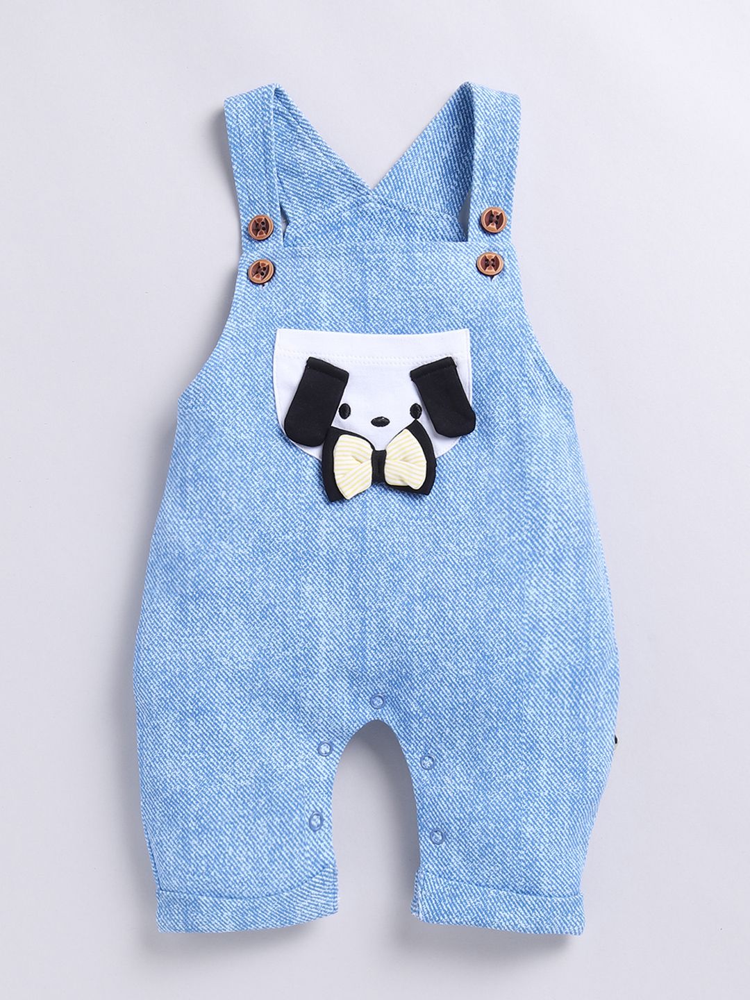 Moms Love Infants Boys Pure Cotton Dungaree With Striped T-Shirt