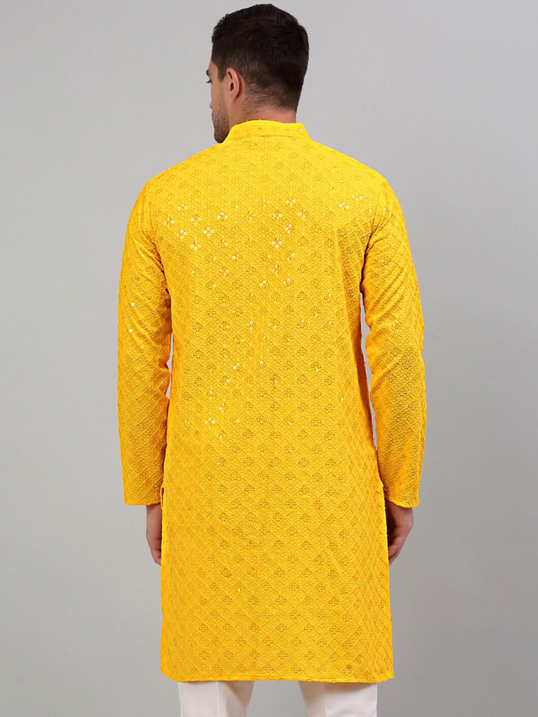 Jompers Mandarin Collar Chikankari Embroidered Kurta
