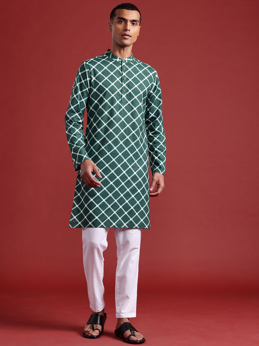Anouk Pure Cotton Geometric Print Straight Kurta