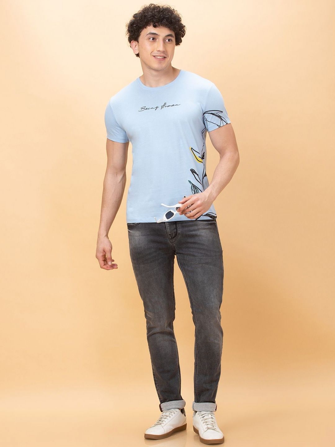 Being Human Men Typography Printed Applique T-shirt