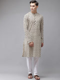 See Designs Men Beige & Black Geometric Printed Kurta