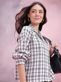 DressBerry Lapel Collar Tartan Checks Casual Shirt