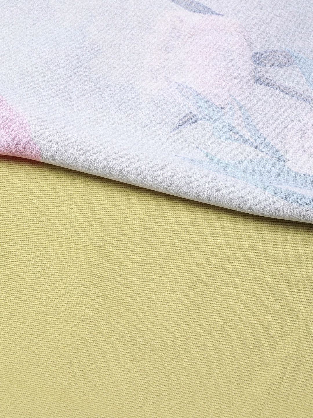 SASSAFRAS Lime Green & Pink Floral Printed Maxi Dress