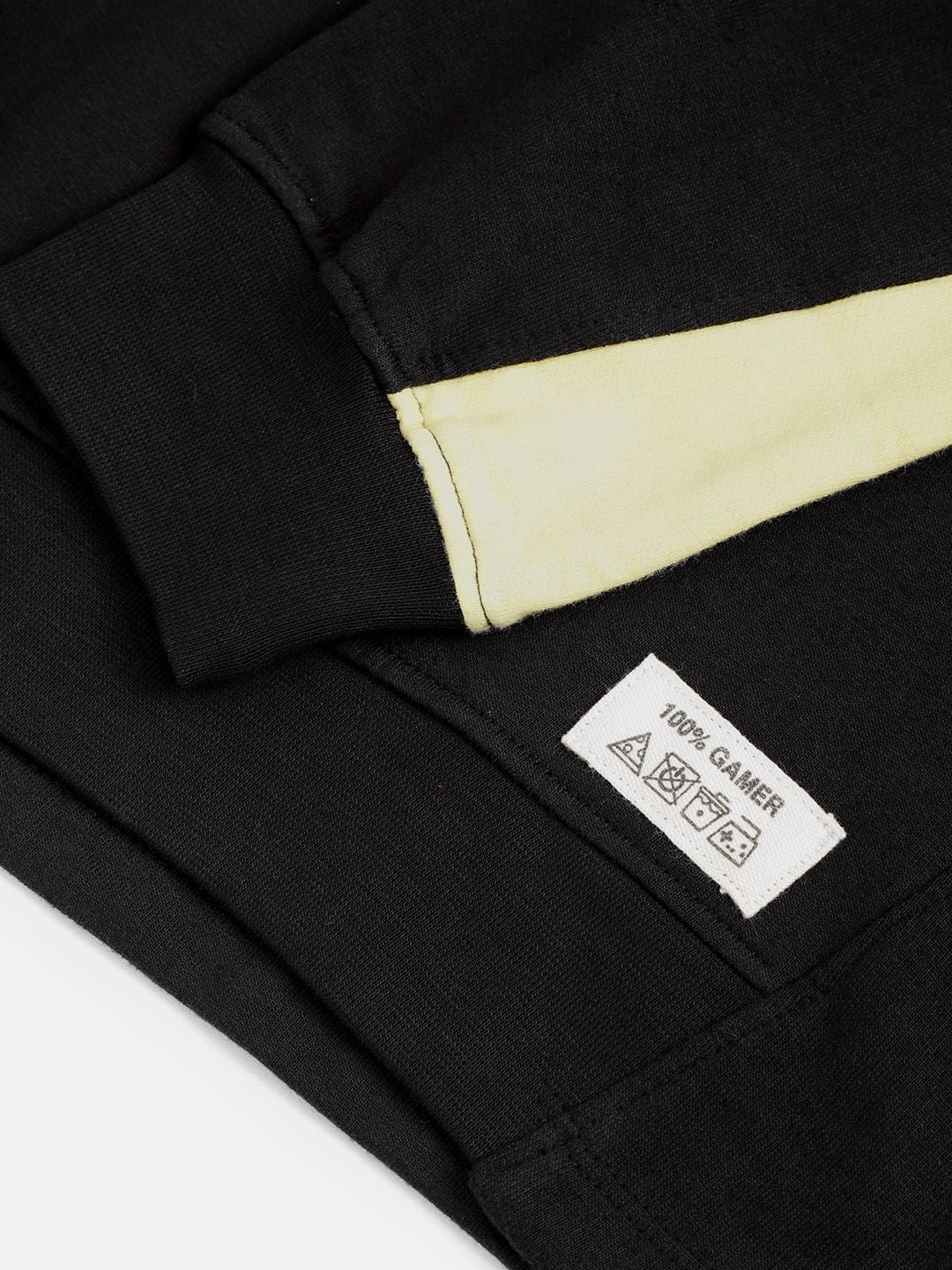 YK Boys Black & Yellow Graphic Print Hooded Sweatshirt