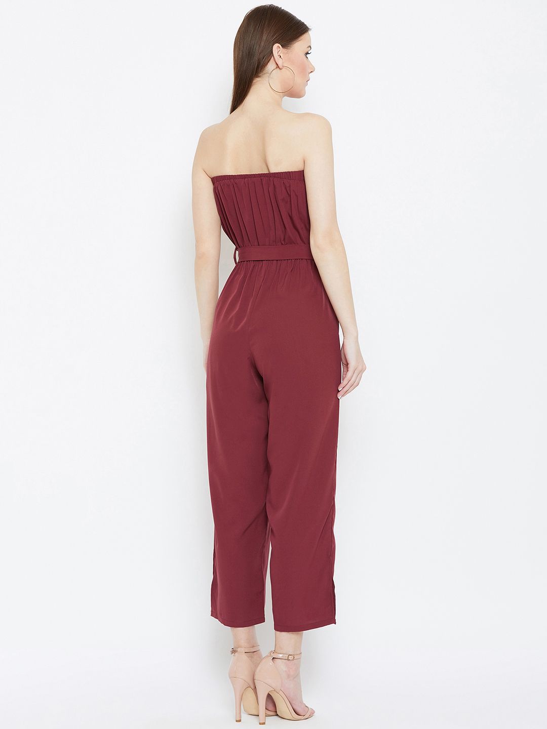 Berrylush Women Maroon Solid Basic Jumpsuit