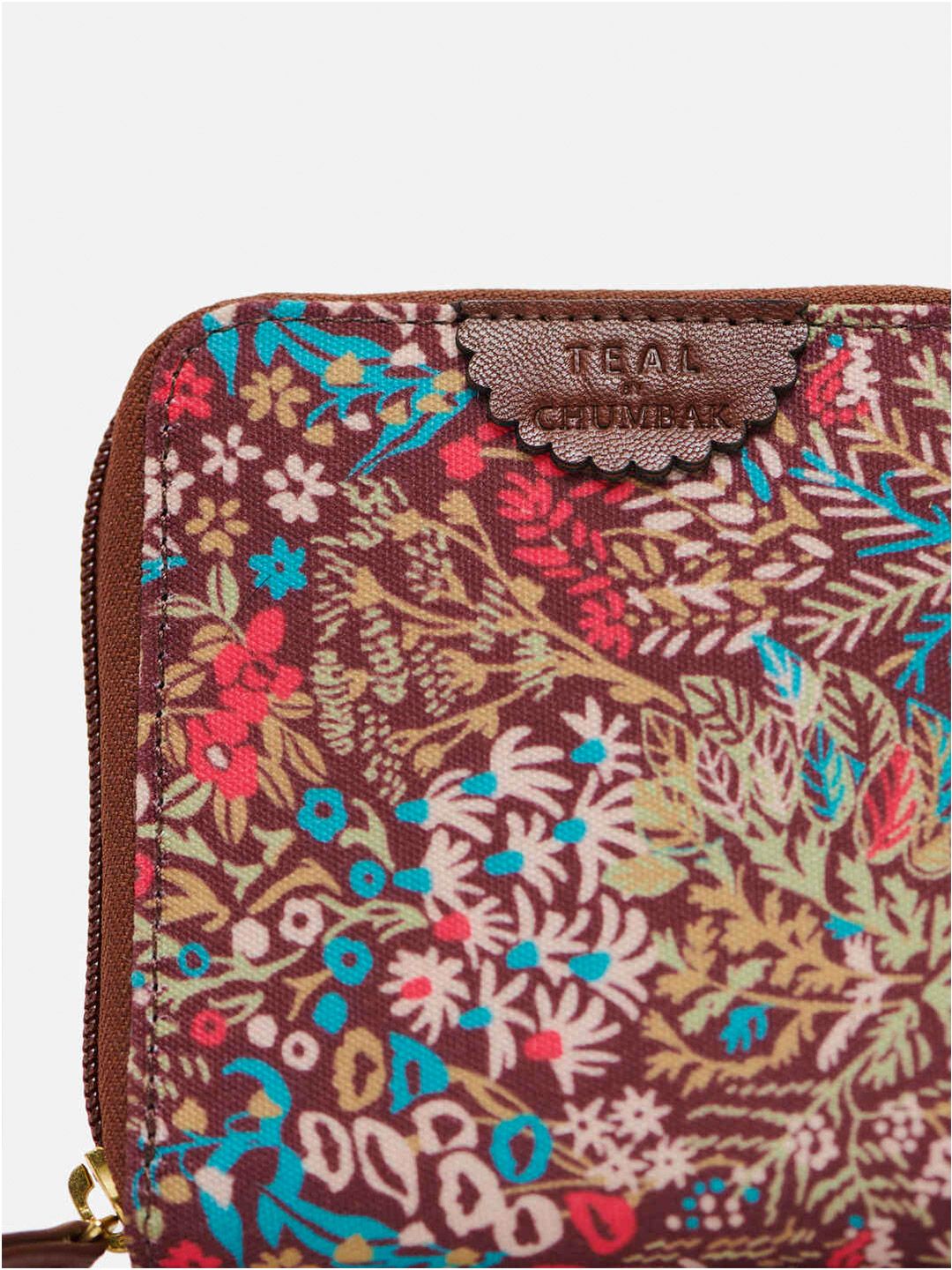 TEAL BY CHUMBAK Women Floral Printed Canvas Zip Around Wallet