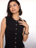 SASSAFRAS Kniited Round Neck Button Down Vest Top