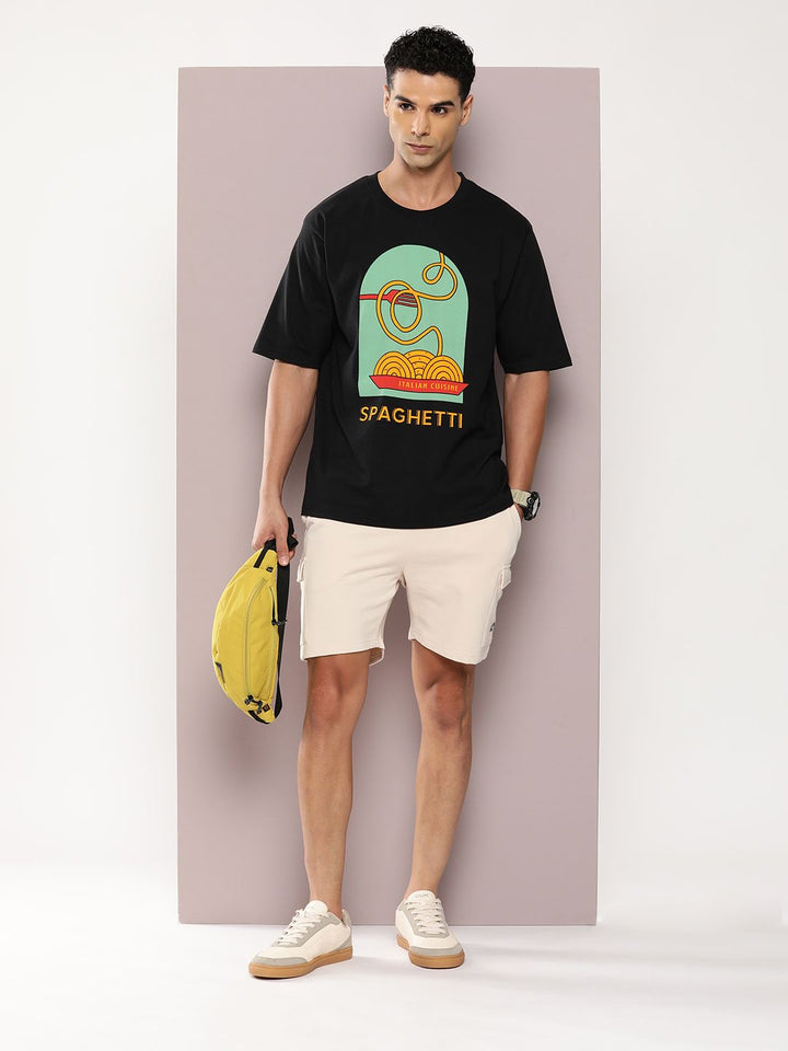 DILLINGER Men Graphic Oversized Printed Drop-Shoulder Sleeves Pure Cotton T-shirt