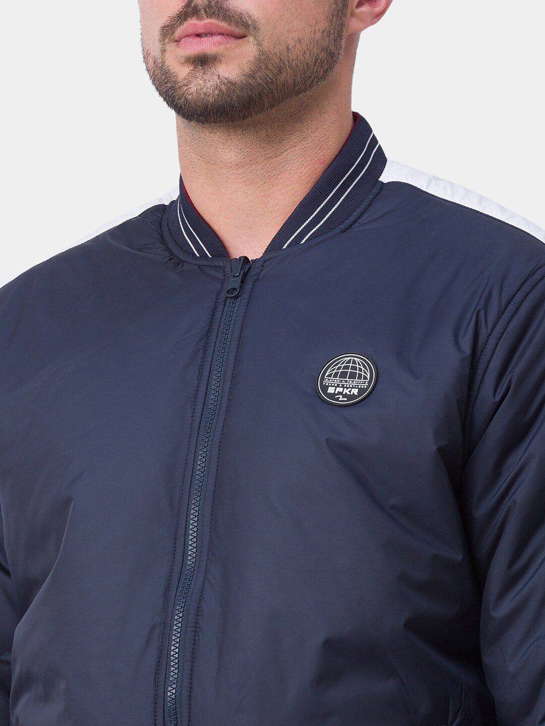 SPYKAR Men Navy Blue & Red Reversible Padded Jacket