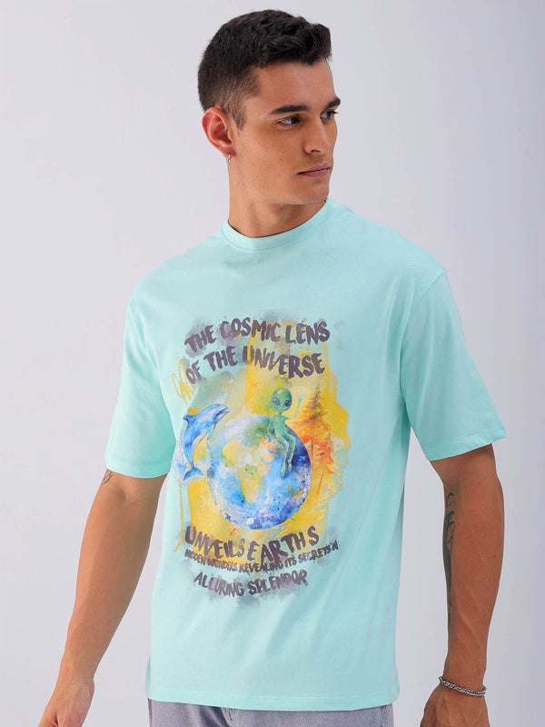 The Indian Garage Co Men Typography Printed Boxy Oversized Round Neck T-shirt