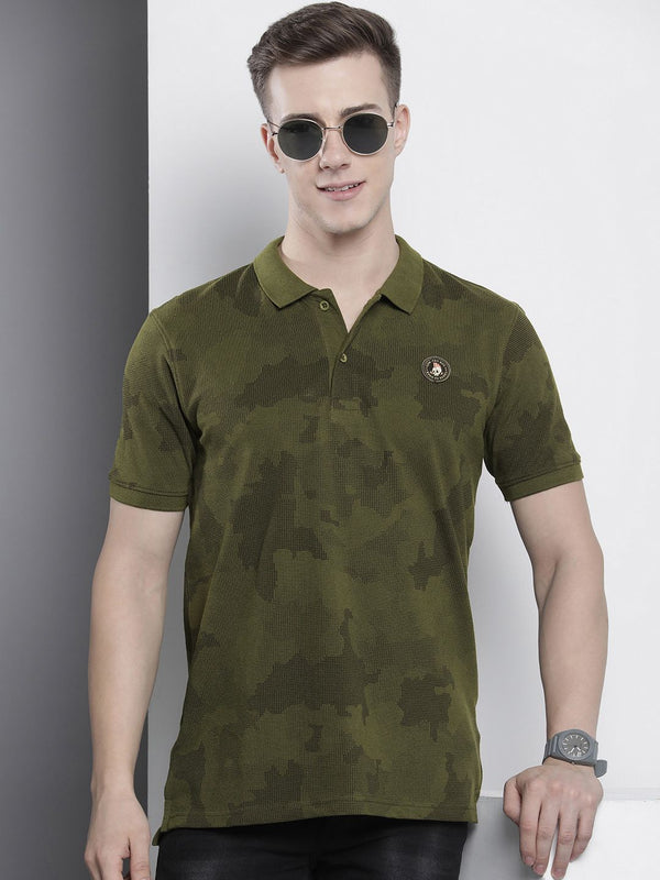 The Indian Garage Co Men Camouflage Printed Polo Collar T-shirt