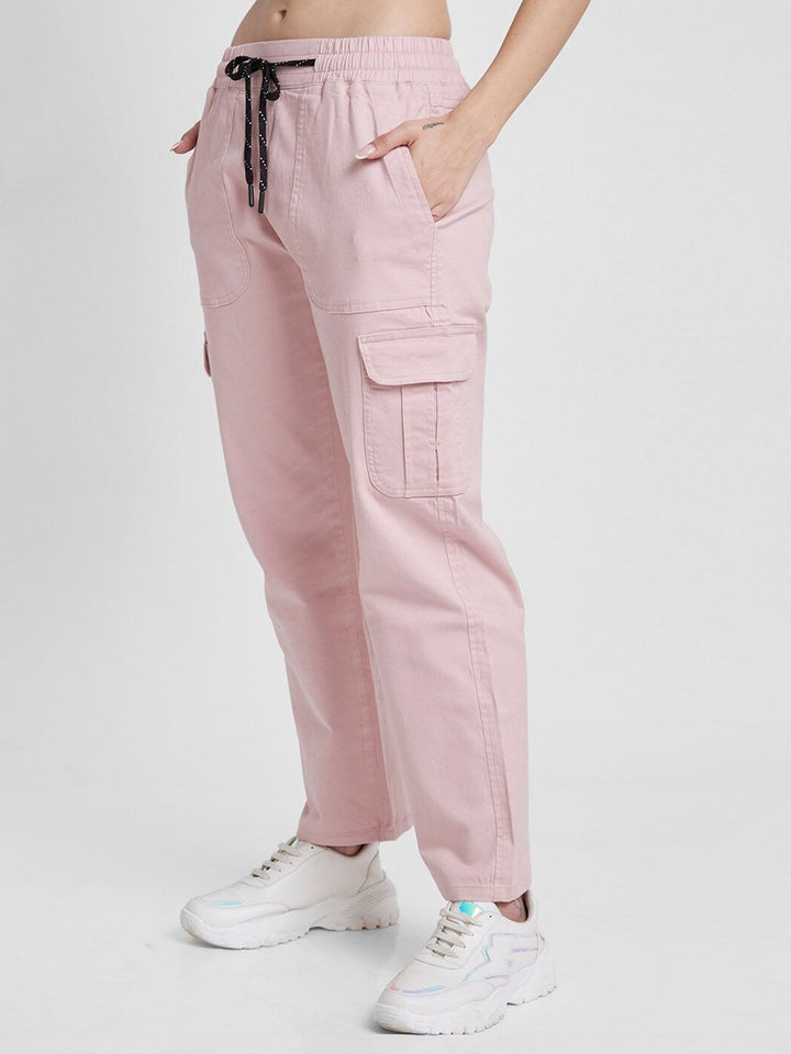 SPYKAR Women Mid-Rise Cotton Cargo Track Pants
