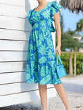 DressBerry Palm Party Ruffle Paradise A-Line Dress