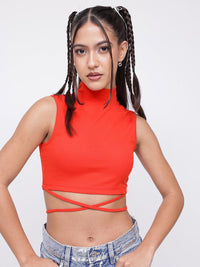 DressBerry Bright Engrossed Tie-Up Crop Fitted Top