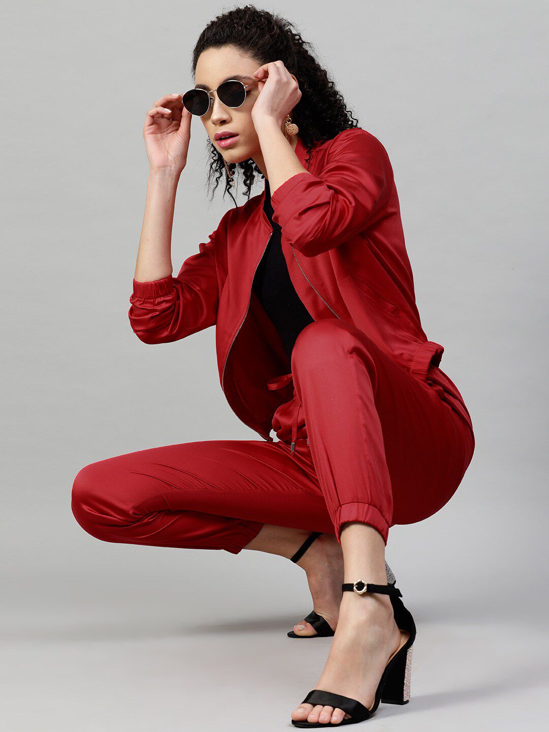 STREET 9 Women Red Solid Lightweight Bomber Jacket