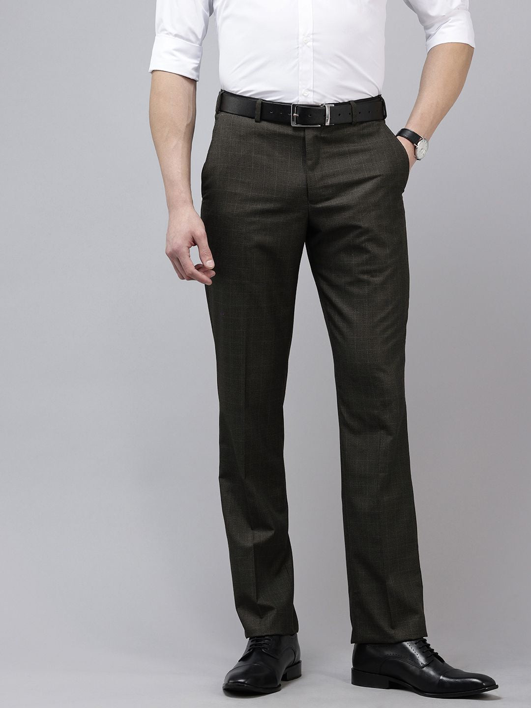 Park Avenue Men Checked Formal Trousers